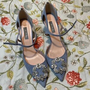 SJP Abute Blue Rhinestone Heels